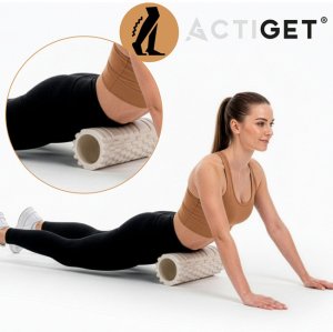 Wałek do masażu, średnio twardy, roller z wypustkami, jasny beż UNIWERSALNY 12