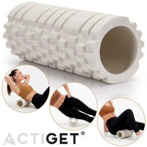 Wałek do masażu, średnio twardy, roller z wypustkami, jasny beż UNIWERSALNY 13