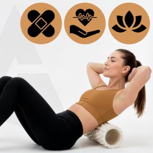 Wałek do masażu, średnio twardy, roller z wypustkami, jasny beż UNIWERSALNY 18