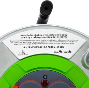 Bęben, nawijak metalowy do kabli, przewodów elektrycznych, przedłużaczy, zwijak z gniazdami IP44, TMNPL-IP44 8