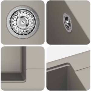 vidaXL Zlew Szary 670 x 460 mm 80% Kwarc i 20% Żywica 7