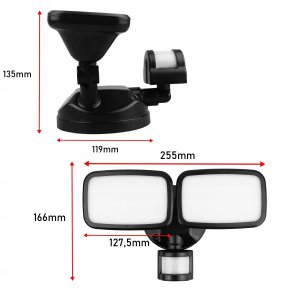 Kinkiet Maclean Ścienna lampa LED Maclean, z czujnikiem PIR, 20W, 1500lm, IP65, neutral white 4000K, czarna, MCE524 B 9
