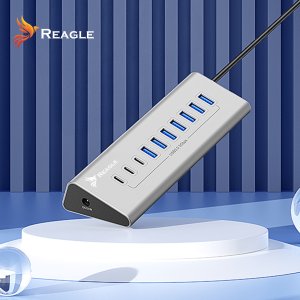 HUB USB AKTYWNY Z ZASILACZEM 36W 10 PORTÓW USB 3.2 ROZDZIELACZ ROZGAŁĘŹNIK REAGLE 8