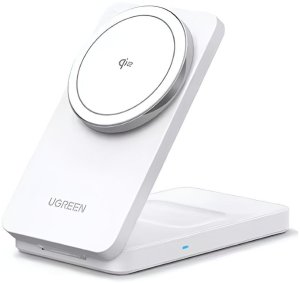 Magnetyczna ładowarka bezprzewodowa 2w1 UGREEN W706 MagSafe 15W (biała) 2