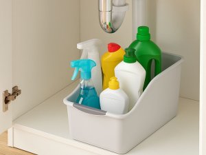 Organizer kuchenny plastikowy pojemnik do szafki na chemię kuchnia łazienka 5