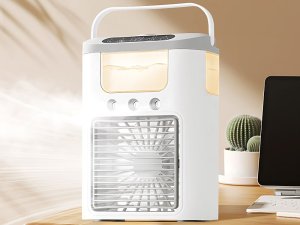 Wentylator z nawilżaczem wody na biurko usb rgb led 3 stopnie prędkości 2