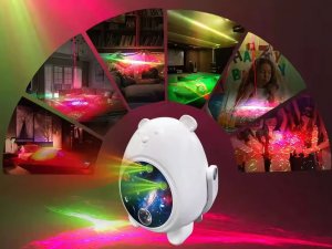 Projektor niedźwiadek lampka nocna rzutnik laserowy led pilot uniwersalny 3