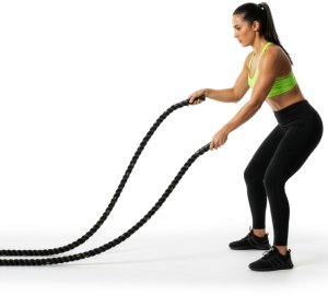 Lina treningowa do crossfit 9 m Battle Rope Power do ćwiczeń siłowych czarna UNIWERSALNY 4