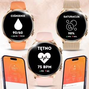 SMARTWATCH DAMSKI ZEGAREK WODOODPORNY PL MENU ROZMOWY SMART WATCH + 4 PASKI 13