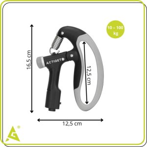 Ściskacz do rąk z regulacją oporu 10-100 kg licznik ruchu, do ćwiczeń dłoni, rehabilitacji szaro-czarny UNIWERSALNY 14