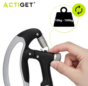 Ściskacz do rąk z regulacją oporu 10-100 kg licznik ruchu, do ćwiczeń dłoni, rehabilitacji szaro-czarny UNIWERSALNY 5
