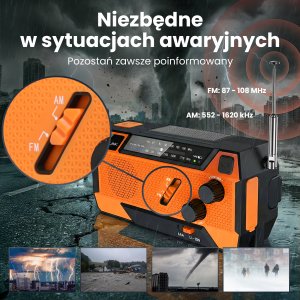 Radio ExtraLink EXTRALINK RADIO AWARYJNE SOLARNE Z KORBKĄ DYNAMO POWERBANK 4000MAH Z LATARKĄ SOS SR-4000 38