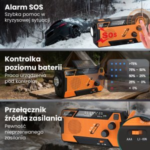 Radio ExtraLink EXTRALINK RADIO AWARYJNE SOLARNE Z KORBKĄ DYNAMO POWERBANK 4000MAH Z LATARKĄ SOS SR-4000 40