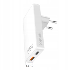 Ładowarka LogiLink Logilink USB adapter sieciowy 1xUSB-A, 1xUSB-C, 65W biały 2