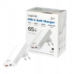 Ładowarka LogiLink Logilink USB adapter sieciowy 1xUSB-A, 1xUSB-C, 65W biały 4