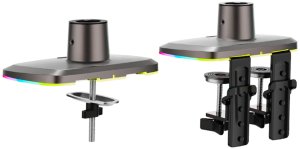 F6-XD Sunrise Yellow Podświetlenie RGB Gamingowy mocny uchwyt biurkowy do dużych monitorów 32-60 cali 5