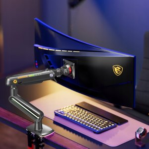 F6-XV Lake Blue Podświetlenie RGB Gamingowy mocny uchwyt biurkowy do dużych monitorów 32-60 cali 13