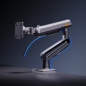 F6-XV Lake Blue Podświetlenie RGB Gamingowy mocny uchwyt biurkowy do dużych monitorów 32-60 cali 7