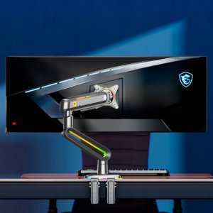 F6-XV Lake Blue Podświetlenie RGB Gamingowy mocny uchwyt biurkowy do dużych monitorów 32-60 cali 10