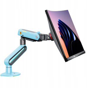 F6-XM Gulf Blue Podświetlenie RGB Gamingowy mocny uchwyt biurkowy do dużych monitorów 32-60 cali 2