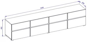 Szafka RTV CROSS 4K4S 225cm biała/czarna HELVETIA 7