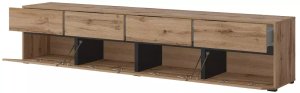 Szafka RTV CROSS 4K4S 225cm dąb wotan/czarna HELVETIA 2