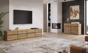 Szafka RTV CROSS 4K4S 225cm dąb wotan/czarna HELVETIA 6