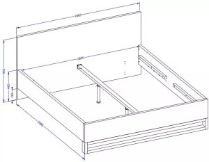 Łóżko HALLE 180x200 dąb wotan mat/czarne z pojemnikiem HELVETIA 7