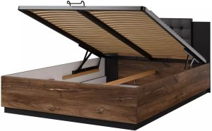Łóżko SIGMA 140x200 dąb flagstaff miedziany/czarny mat z pojemnikiem HELVETIA 3