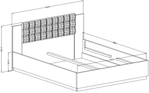 Łóżko SIGMA 140x200 dąb flagstaff miedziany/czarny mat z pojemnikiem HELVETIA 7