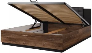 Łóżko SIGMA 160x200 dąb flagstaff miedziany/czarny mat z pojemnikiem HELVETIA 3