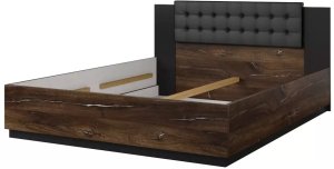 Łóżko SIGMA 160x200 dąb flagstaff srebrny/czarny mat z pojemnikiem HELVETIA 2