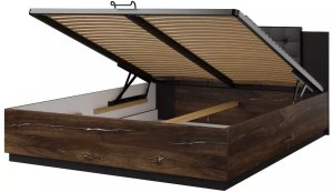 Łóżko SIGMA 160x200 dąb flagstaff srebrny/czarny mat z pojemnikiem HELVETIA 3