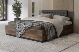 Łóżko SIGMA 160x200 dąb flagstaff srebrny/czarny mat z pojemnikiem HELVETIA 4