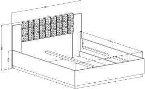 Łóżko SIGMA 160x200 dąb flagstaff srebrny/czarny mat z pojemnikiem HELVETIA 6