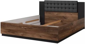 Łóżko SIGMA 180x200 dąb flagstaff miedziany/czarny mat z pojemnikiem HELVETIA 2