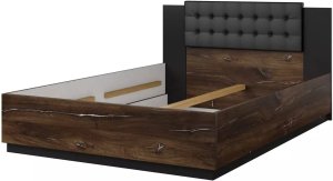 Łóżko SIGMA 140x200 dąb flagstaff srebrny/czarny mat z pojemnikiem HELVETIA 2