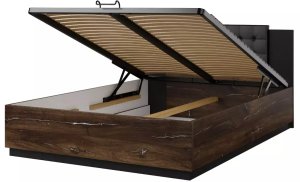 Łóżko SIGMA 140x200 dąb flagstaff srebrny/czarny mat z pojemnikiem HELVETIA 3