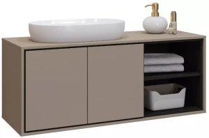 Szafka pod umywalkę nablatową GAJA 2D 120cm congo/czarna z regałem HELVETIA 3