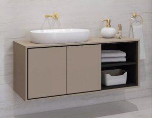 Szafka pod umywalkę nablatową GAJA 2D 120cm congo/czarna z regałem HELVETIA 5