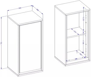 Szafka łazienkowa GAJA 1D 35cm biały połysk/czarna HELVETIA 3