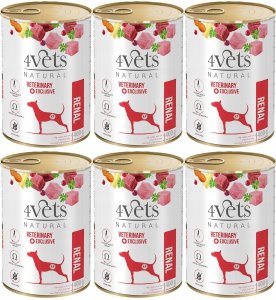 4Vets Mokra karma weterynaryjna dla psa z niewydolnością nerek Natural* Renal 6 x 400 g 2