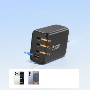 TECH-PROTECT NC200W-GAN 4-PORT NETWORK CHARGER PD 200W / QC3.0 BLACK 6