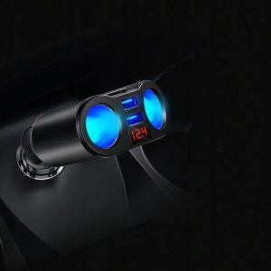 Rozdzielacz Gniazda Zapalniczki, 2 USB, Voltomierz 5