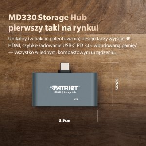 HUB USB Patriot PMD256GH013 1x USB-C PD 1x HDMI  + 3.2 Gen1 (PMD256GH013) 15