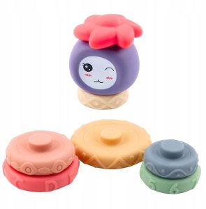 LeanToys Wieża z Miękkich Klocków Piramida Sensoryczna Kolorowa 8 el. 4