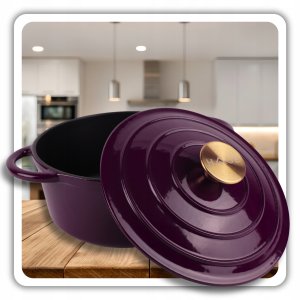 EMALIOWANY GARNEK ŻELIWNY 22cm 3L HAGE EGGPLANT 6