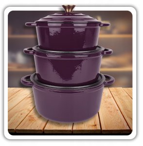 EMALIOWANY GARNEK ŻELIWNY 22cm 3L HAGE EGGPLANT 7