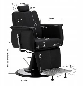 Activeshop Gabbiano Fotel barberski Athena Czarny 13