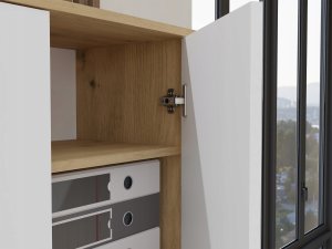 Regał Biurowy OLIV 2D 2 Drzwi Do Biura Do Gabinetu Salonu DĄB ARTISAN BIEL 4